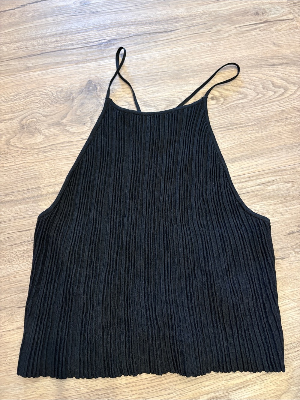 Free People Black Ribbed Lace-Back Cami